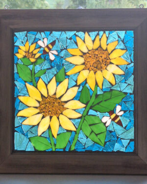 Sunlit Sunflowers and Bees